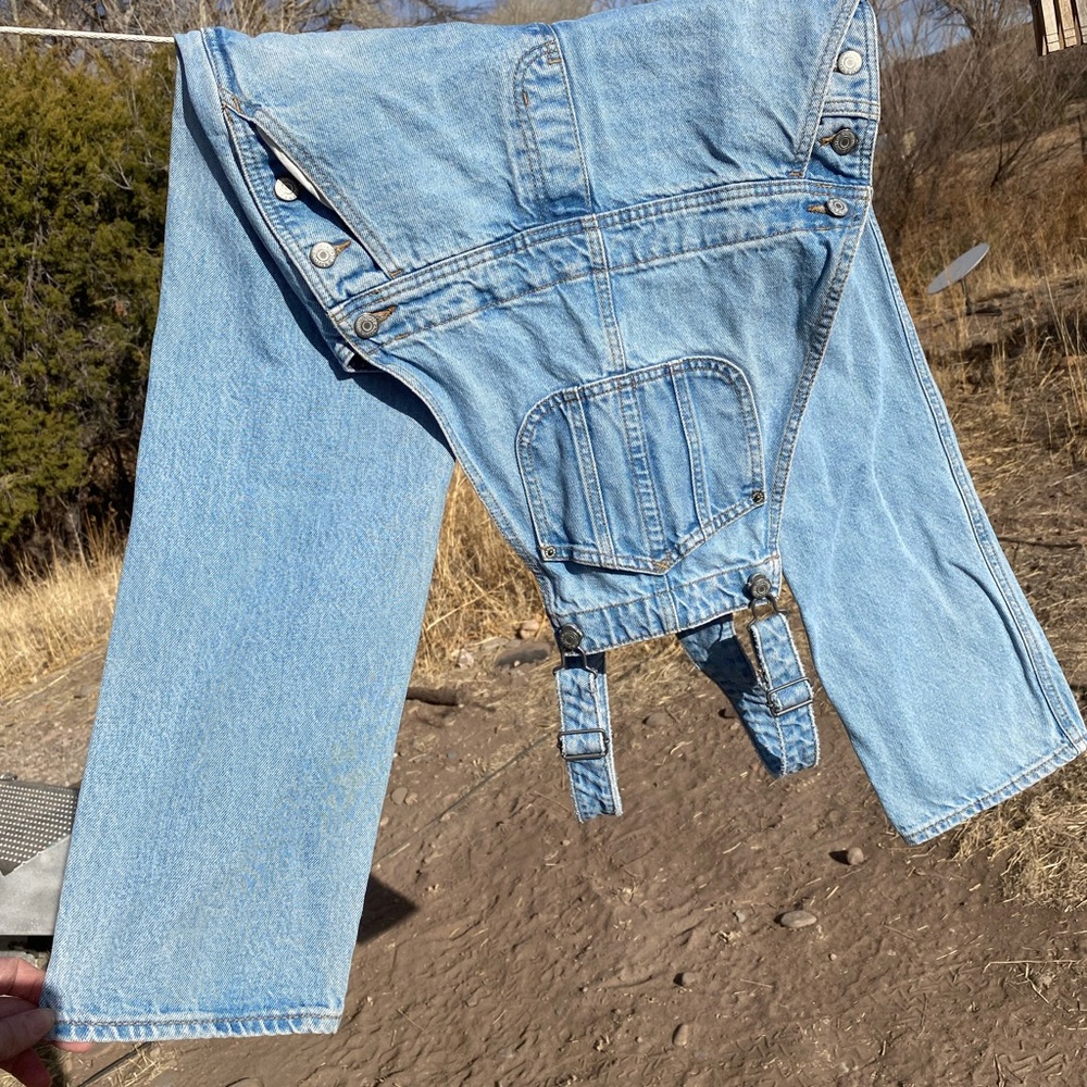 Straight Leg Denim Overalls Light Blue Wash Women’s